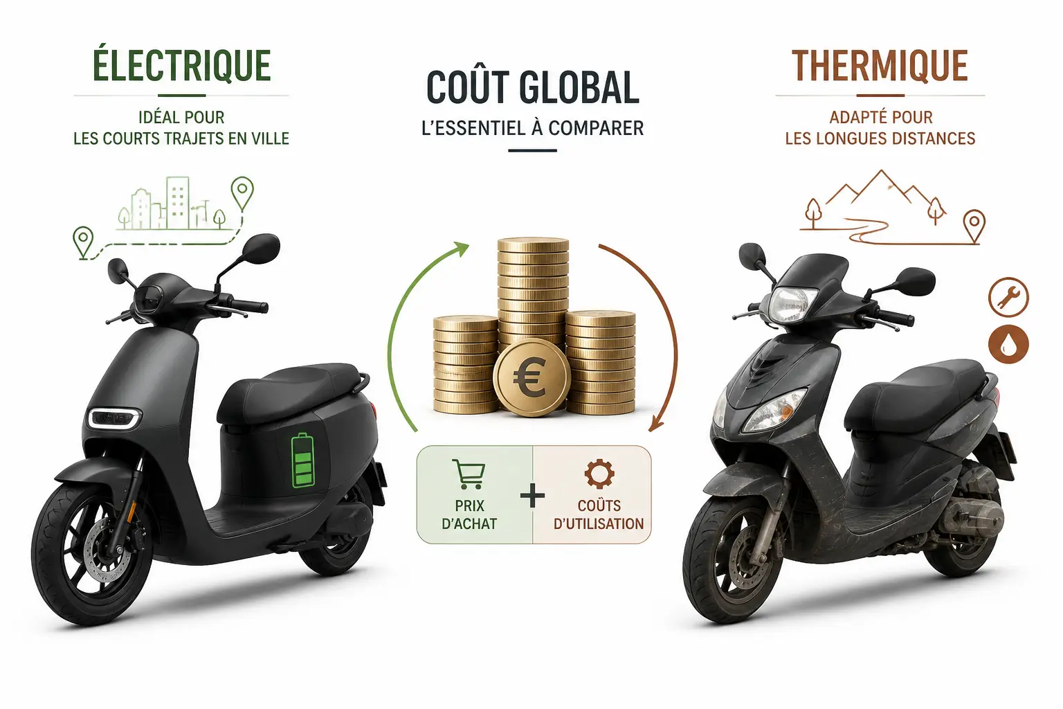 Moto sans permis : comparaison électrique et thermique, coût d’achat et d’usage pour trajets urbains